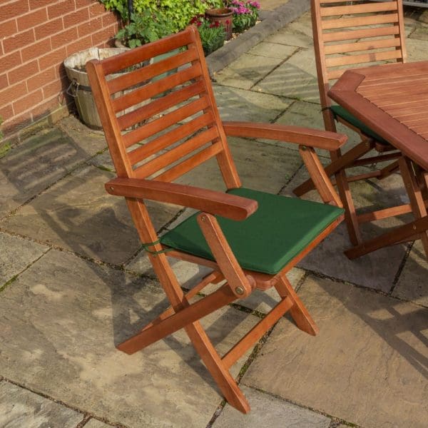 Plumley 6 Seat Dining Set Green Cushions - Image 8