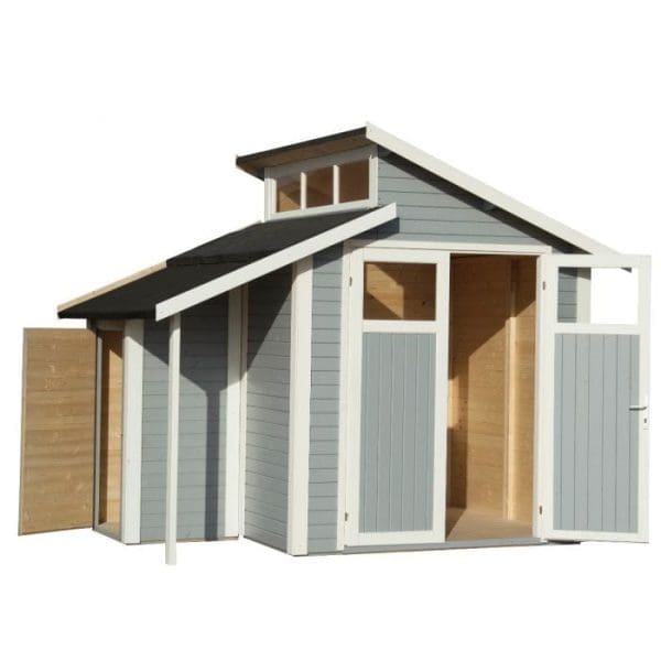 7x10 Skylight Shed with Store - Painted Light Grey - Image 2