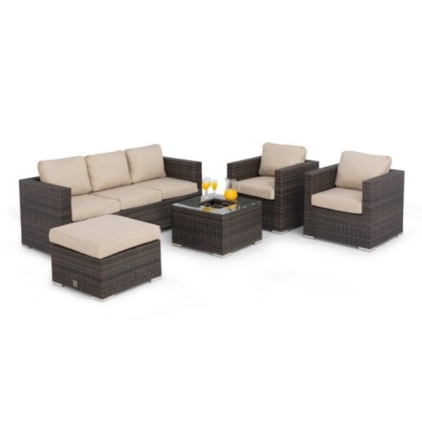 Georgia 3 Seat Sofa Set With Ice Bucket Brown - Image 5