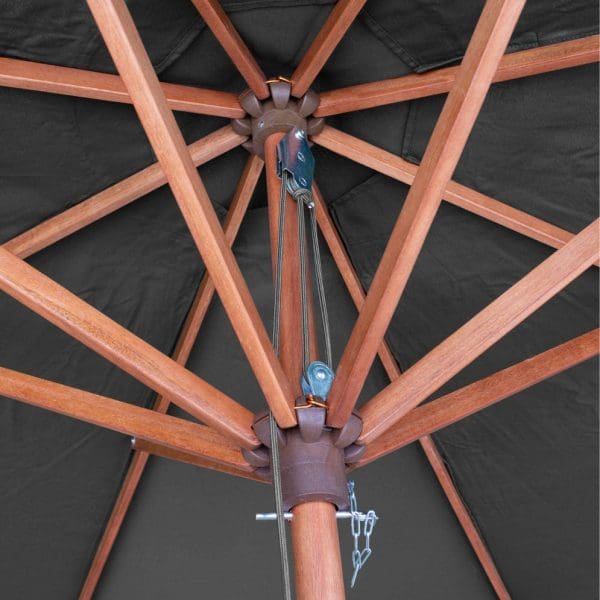 Willington Grey 2.7m Wooden Parasol +15Kg Base - Image 2