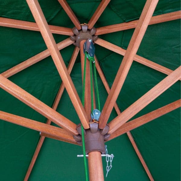 Willington Green 2.7m Wooden Parasol +15Kg Base - Image 3