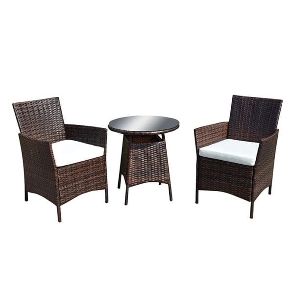 Two Seat Bistro Rattan Dining Set  Brown - Image 7