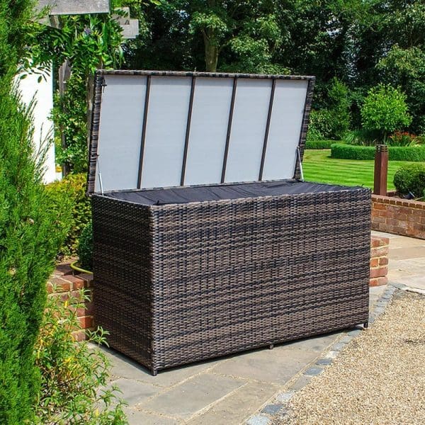Large Rattan Storage Box with Cover Brown