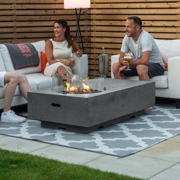 Cairns Gas Fire Pit with Wind Guard Light Grey