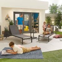 Milano Sun Lounger Set with Side Table - Grey