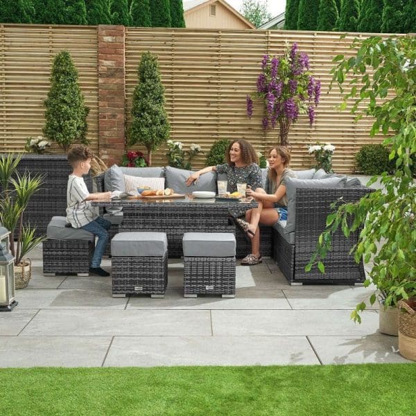 Cambridge RH Reclining Corner Set w/ Rising Parasol Table Grey - Image 2
