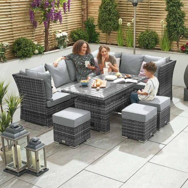 Cambridge RH Reclining Corner Set w/ Rising Parasol Table Grey - Image 3