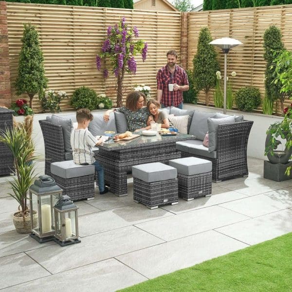 Cambridge RH Reclining Corner Set w/ Rising Parasol Table Grey - Image 4