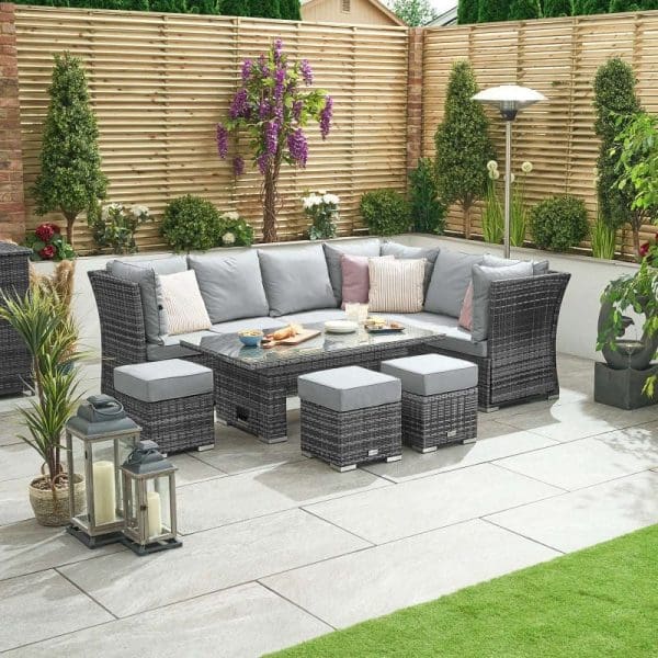 Cambridge RH Reclining Corner Set w/ Rising Parasol Table Grey - Image 5