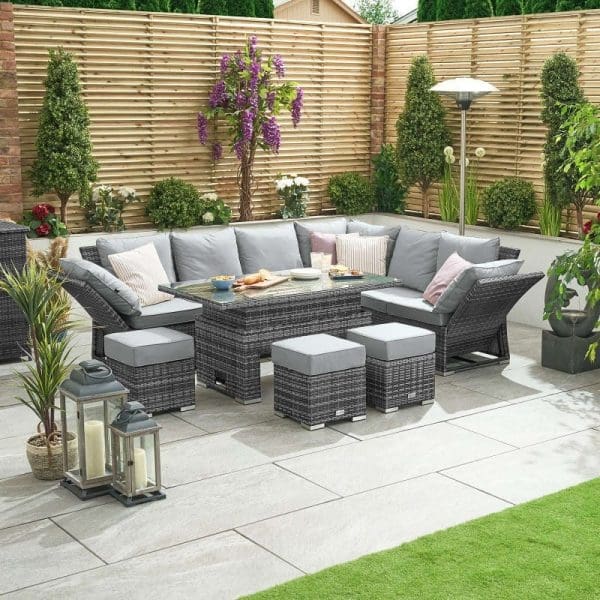 Cambridge RH Reclining Corner Set w/ Rising Parasol Table Grey - Image 8