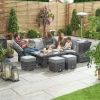 Cambridge RH Reclining Corner Set w/ Rising Parasol Table Grey