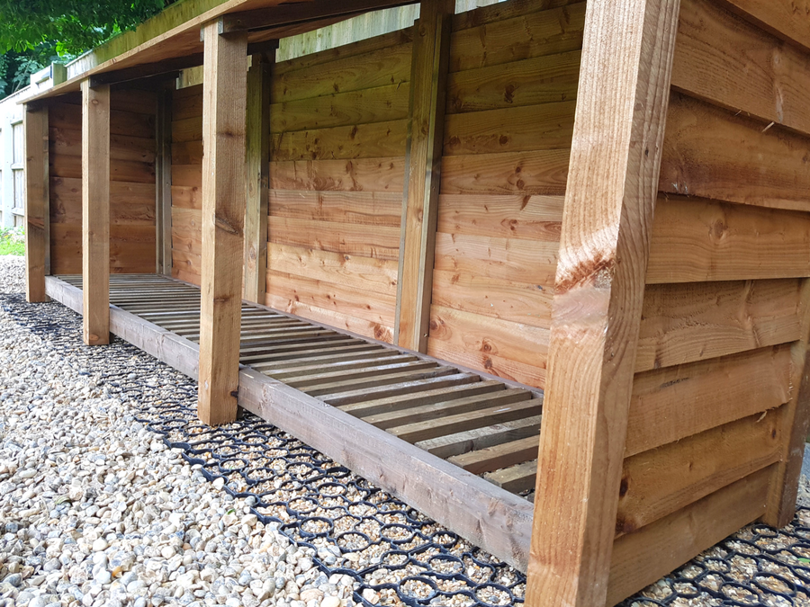 Log Store On Plastic Shed Base Featured Image