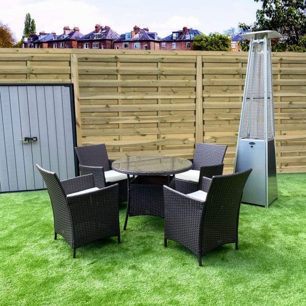 Four Seat Round Rattan Dining Set  Brown