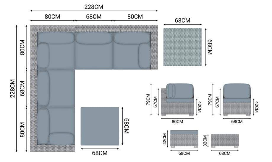 N17361 - Heritage Chelsea Corner Sofa Dimensions