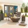 Saturn Round Gas Fire Pit with Cover and Glass Wind Guard Coffee