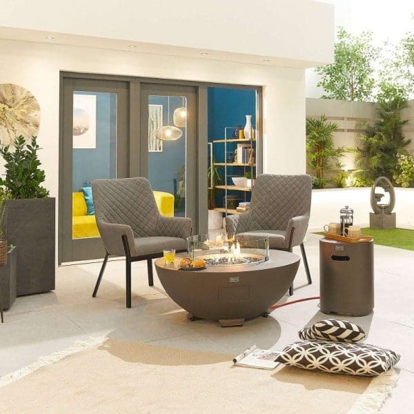 Saturn Round Gas Fire Pit with Cover and Glass Wind Guard Coffee