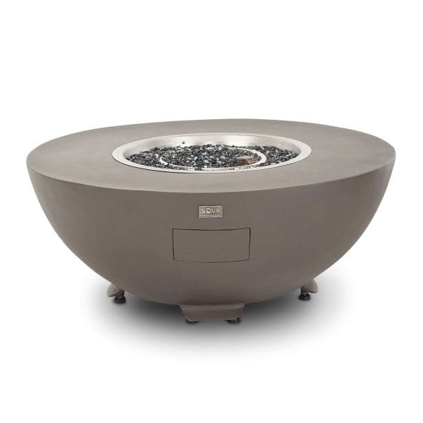 Saturn Round Gas Fire Pit with Cover and Glass Wind Guard Coffee - Image 8