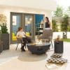 Saturn Round Gas Fire Pit with Cover and Glass Wind Guard Dark Grey - Image 2