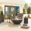Saturn Round Gas Fire Pit with Cover and Glass Wind Guard Dark Grey