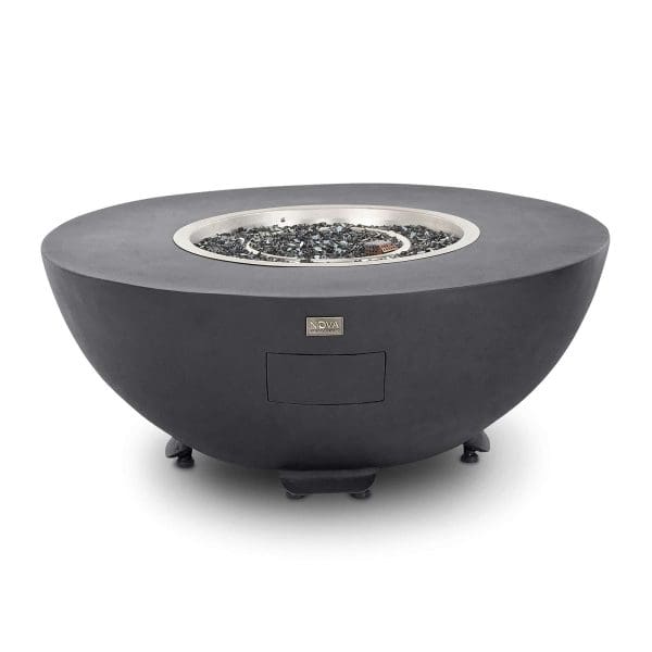 Saturn Round Gas Fire Pit with Cover and Glass Wind Guard Dark Grey - Image 10