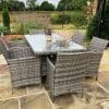 Six Seat Rectangular Rattan Dining Set Grey