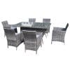 Six Seat Rectangular Rattan Dining Set Grey - Image 3