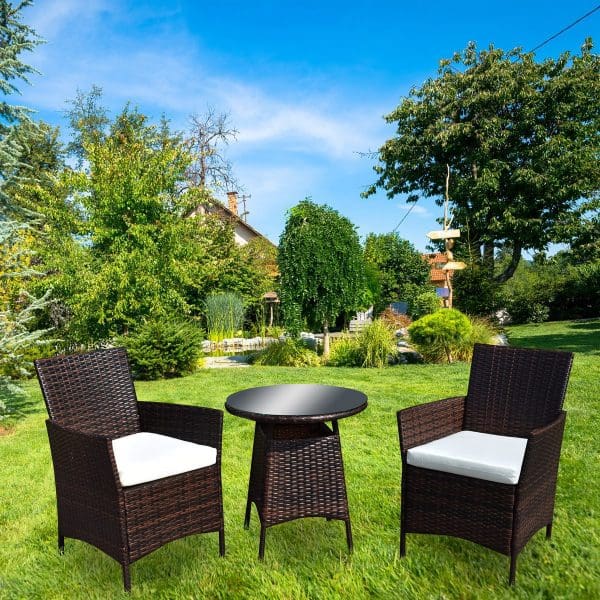 Two Seat Bistro Rattan Dining Set  Brown - Image 5