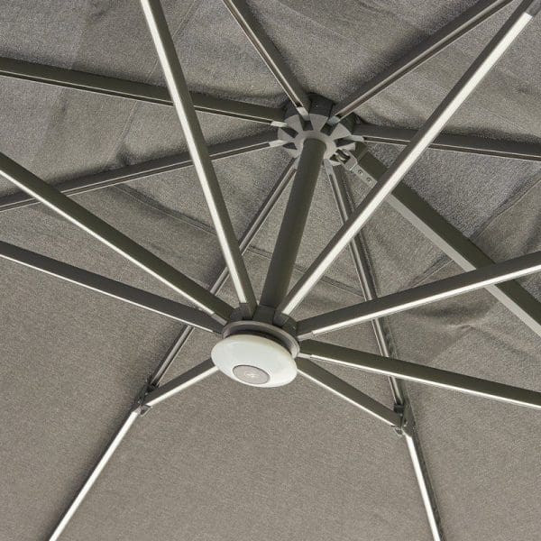 Royce Ambassador LED Nova Sun Parasol Soft Grey - Image 2
