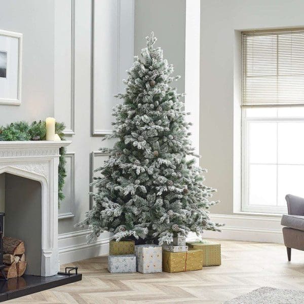 8ft Grand Fir Premium Snowy Artificial Christmas Tree