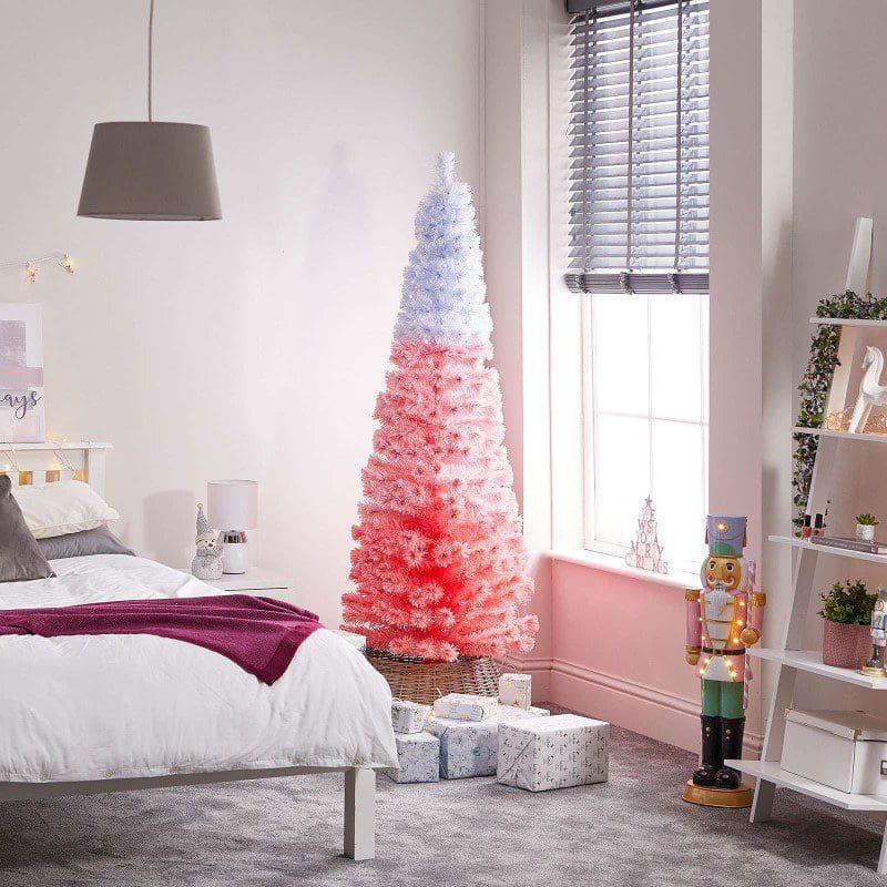 5ft Fibre Optic Christmas Tree Eclipse Pink & White