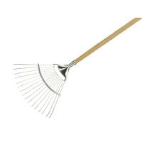 Stainless Steel Long Handled Lawn and Leaf Rake, FSC