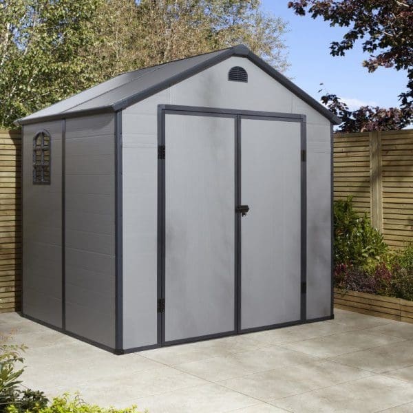 Airevale 8x6 Apex Plastic Shed - Light Grey - Image 3