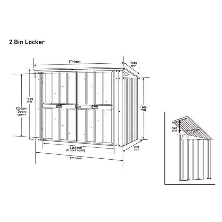 Wheelie Bin Storage 6'x3' Lotus Metal Bin Store