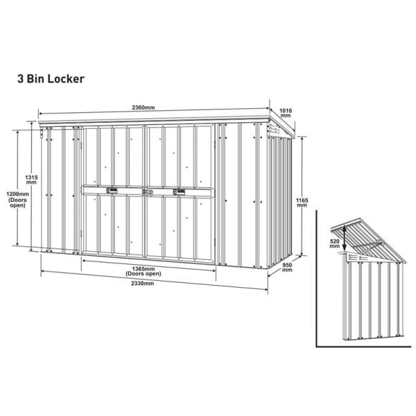 Wheelie Bin Storage - 8x3 Metal Lotus