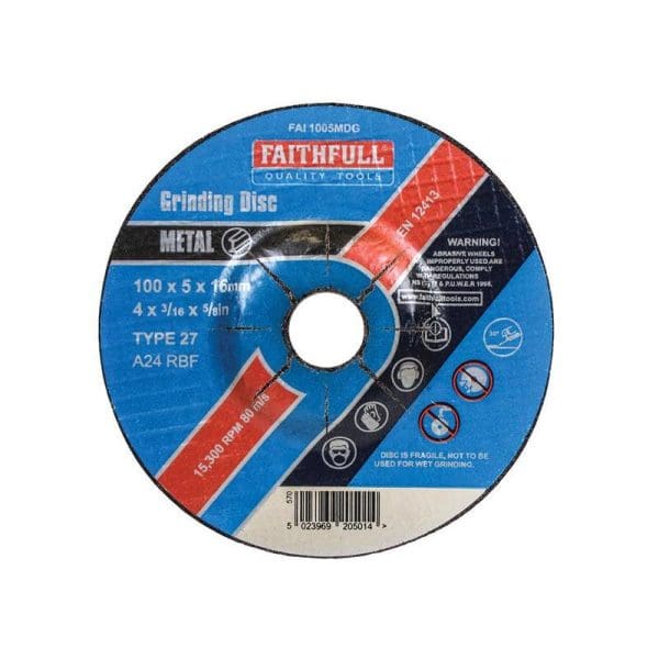 Depressed Centre Metal Grinding Disc 100 x 5 x 16mm