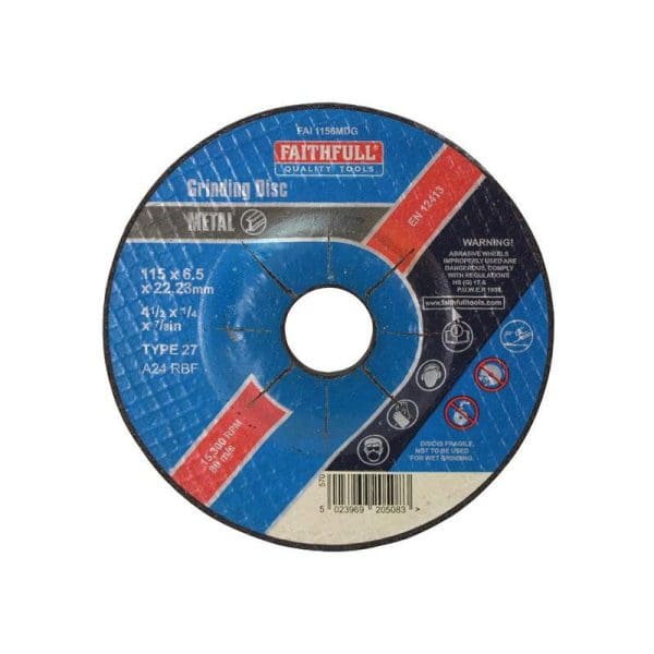 Depressed Centre Metal Grinding Disc 115 x 6.5 x 22.23mm