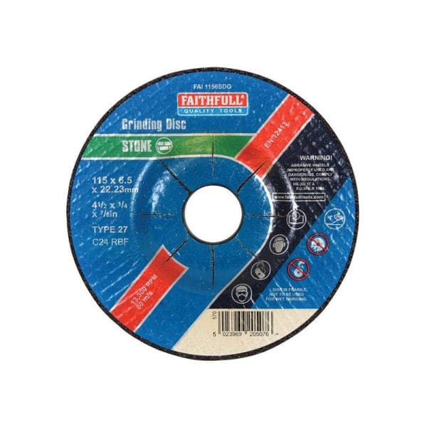 Depressed Centre Stone Grinding Disc 115 x 6 x 22.23mm