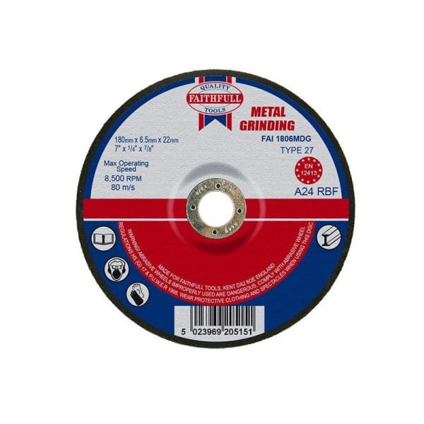 Depressed Centre Metal Grinding Disc 180 x 6.5 x 22.23mm
