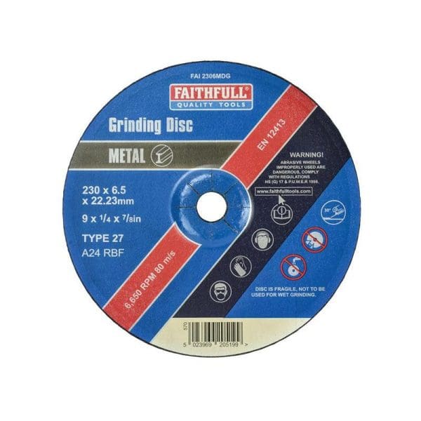 Depressed Centre Metal Grinding Disc 230 x 6.4 x 22.23mm