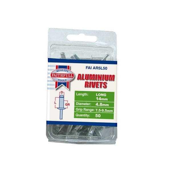 Aluminium Rivets 4.8 x 14mm Long Pre-Pack of 50