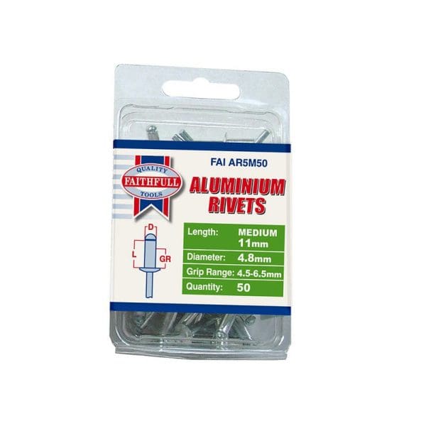 Aluminium Rivets 4.8 x 11mm Medium Pre-Pack of 50