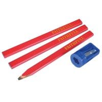 Carpenter's Pencils Red (Pack 3 + Sharpener)