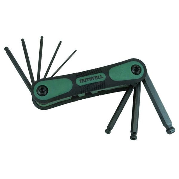 Folding Ball End Hexagon Key Set, 9 Piece (5/64 - 1/4in)