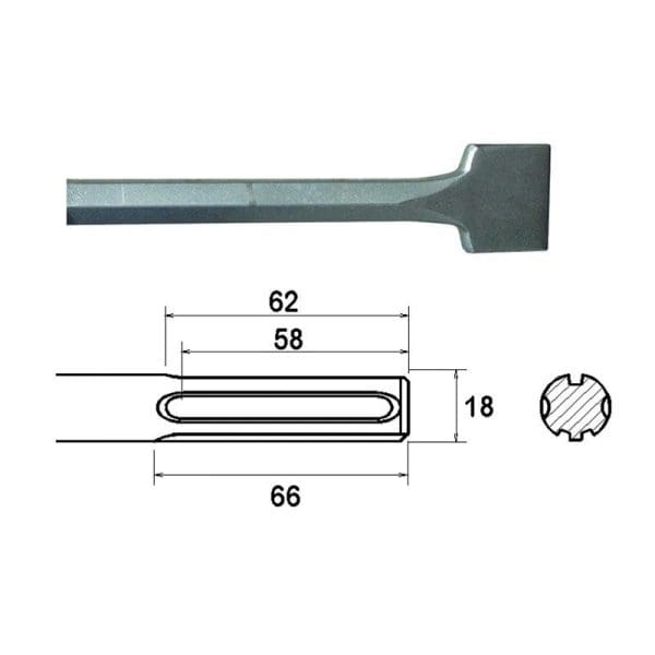 SDS Max Straight Scaling Chisel 75 x 300mm
