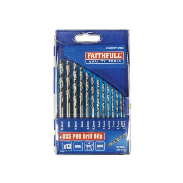 Professional HSS Jobber Drill Bit Set, 13 Piece (1.5 - 6.5mm)