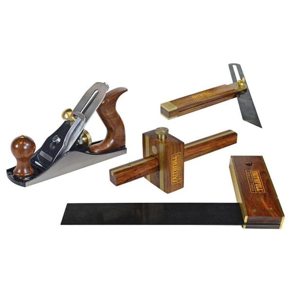Plane and Woodworking Set of 4 in Wooden Box