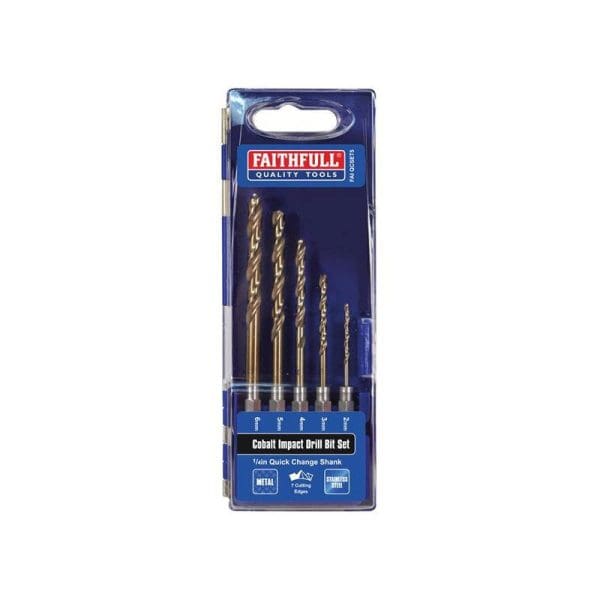HSSE M35 Cobalt Quick-Change Impact Drill Bit Set, 5 Piece