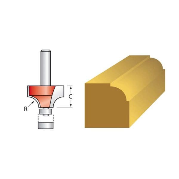 Router Bit TCT 6.3mm Rounding Over 1/4in Shank