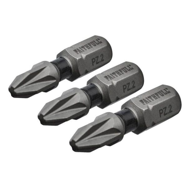 Pozi Impact Screwdriver Bits PZ2 x 25mm (Pack 3)