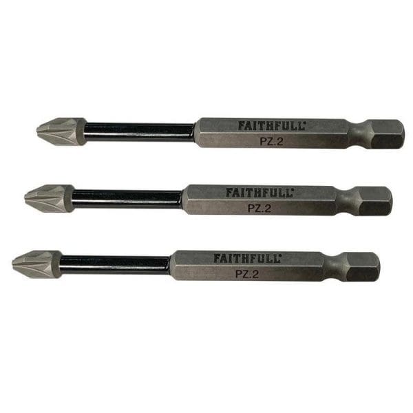 Pozidriv Impact Screwdriver Bits PZ2 x 75mm (Pack 3)